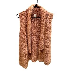 Cupio Duster Cardigan Vest Open Front Fuzzy Nude Tone Size Small